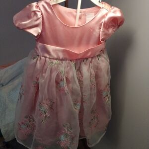 Wonder Kids Floral Embroidery Overlay Dress 24 mo Easter Spring Buttons Bow Back